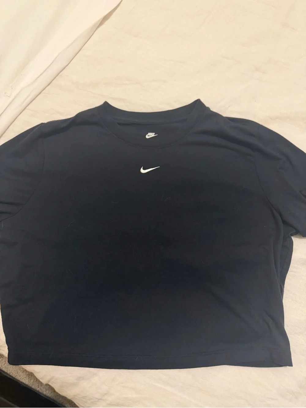 Nike Women's Navy Cropped Crewneck with White Swoosh